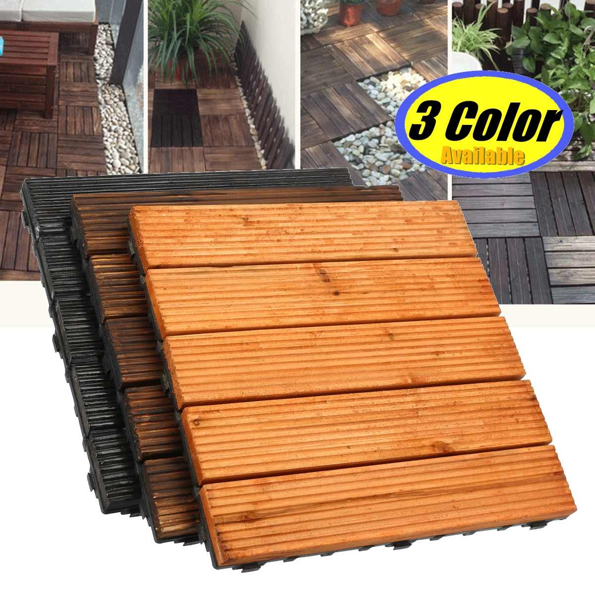 极速30x30cm DIY Wood Patio Interlocking Flooring Decking Til