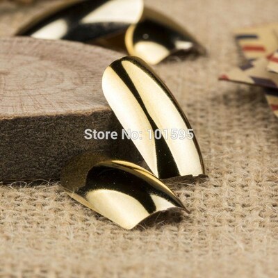 极速1Pack Gold Artificial Nails Tips Art False Nail Universa