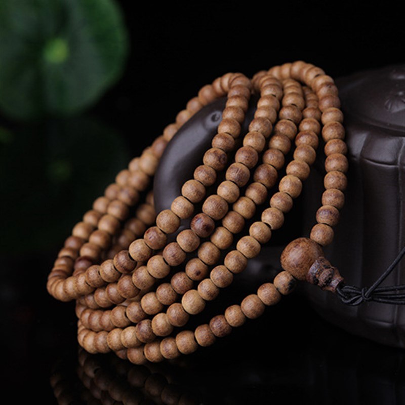 天然芽庄倒架沉香佛珠手链手串 6mm8mm108颗沉香木念珠男女款礼物
