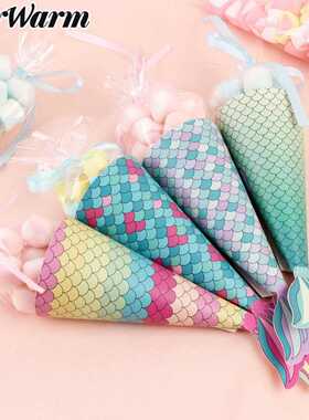OurWarm Mermaid Paper Candy Gift Box invitation Card Gifts B