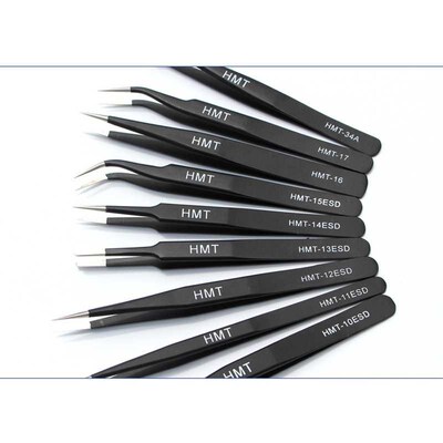 极速9pcs/lot Anti-static ESD Tweezers Precision Pinzas Stain