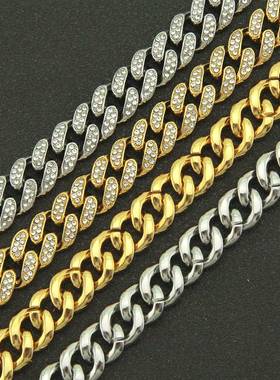 Hip Hop Full Diamond Cuban Necklace Mens Full Diamond Punk