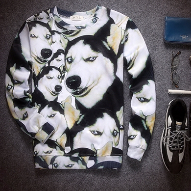 Evil comedy personality 3D animal pattern Long sleeve doge Dog coats Akita Shiba Inu Hoodie men and womenin the Men's clothing, Sweater  category - from Buy2taobao.com to provide professional Taobao agent buy service