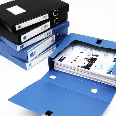 档案盒得力A4塑料会计记账凭证收纳盒子标签桌面办公用品5.5c