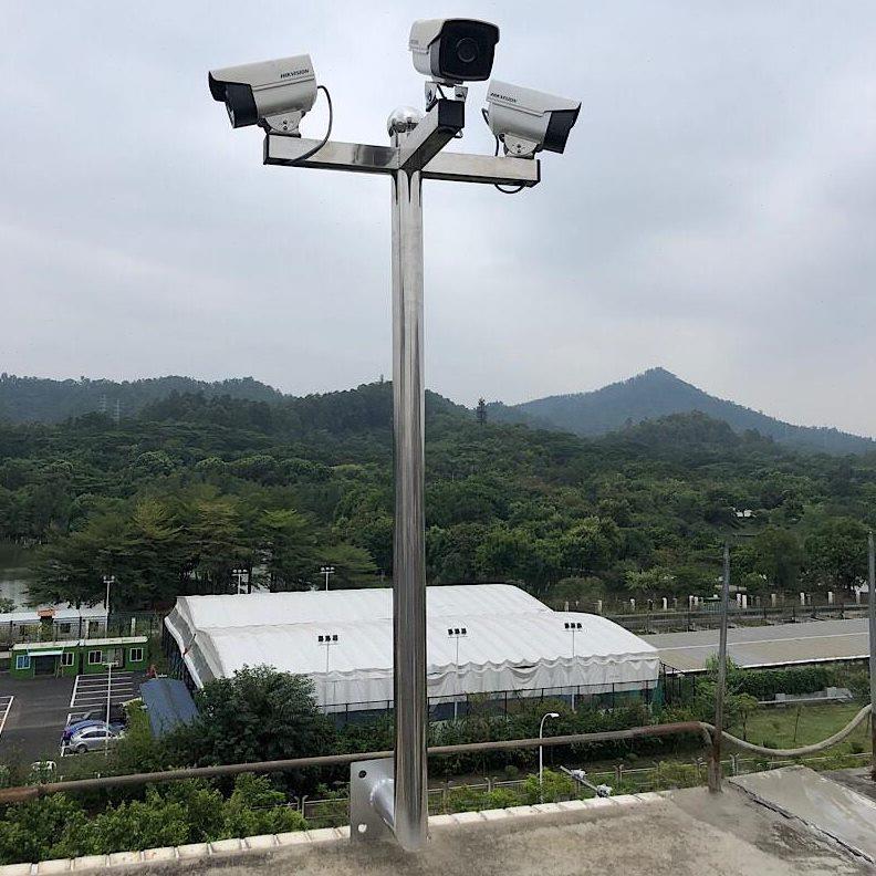 监控支架L型围墙壁装楼顶摄像头机立杆柱304不锈钢室外加长支架