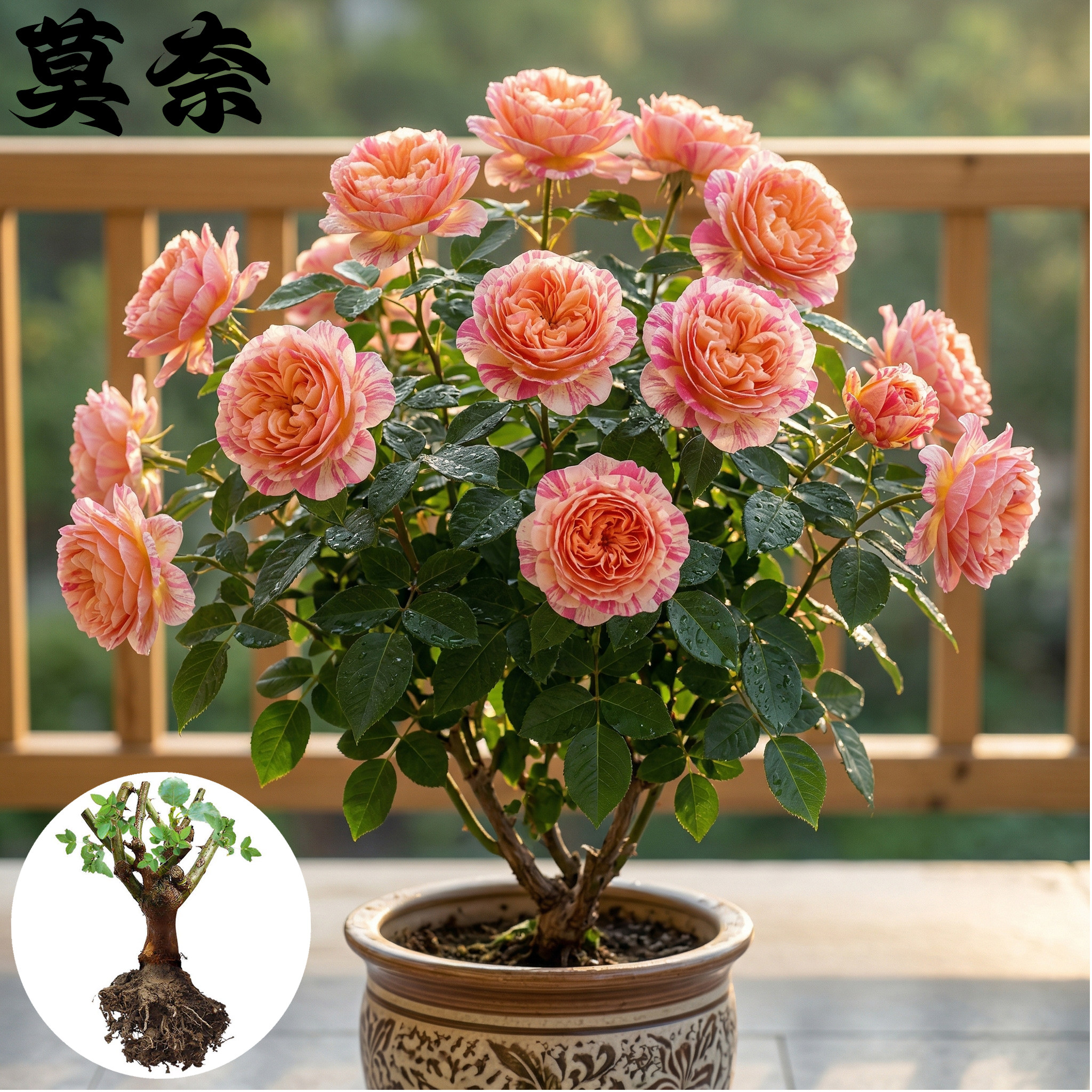 克劳德 莫奈 大花浓香条纹月季花苗盆栽灌木玫瑰花卉阳台庭院植物