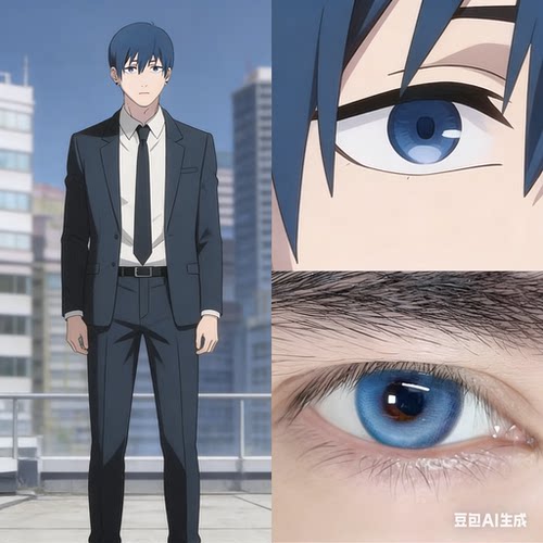 电锯人早川秋 cos 美瞳 蓝色混血大直径显色半年抛隐形眼镜Am