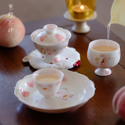 手绘茶具套组可爱陶瓷功夫茶具