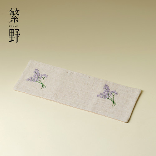 繁野棉麻刺子绣丁香花茶巾中式超强双面吸水抹布巾养壶巾茶道配件