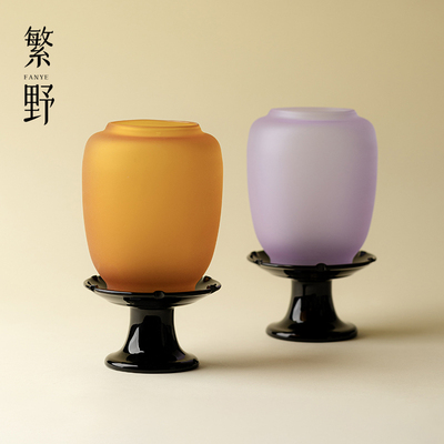 繁野粉彩琉璃空幻蜡烛烛台灯禅意桌面氛围灯家用落地蜡烛灯装饰品