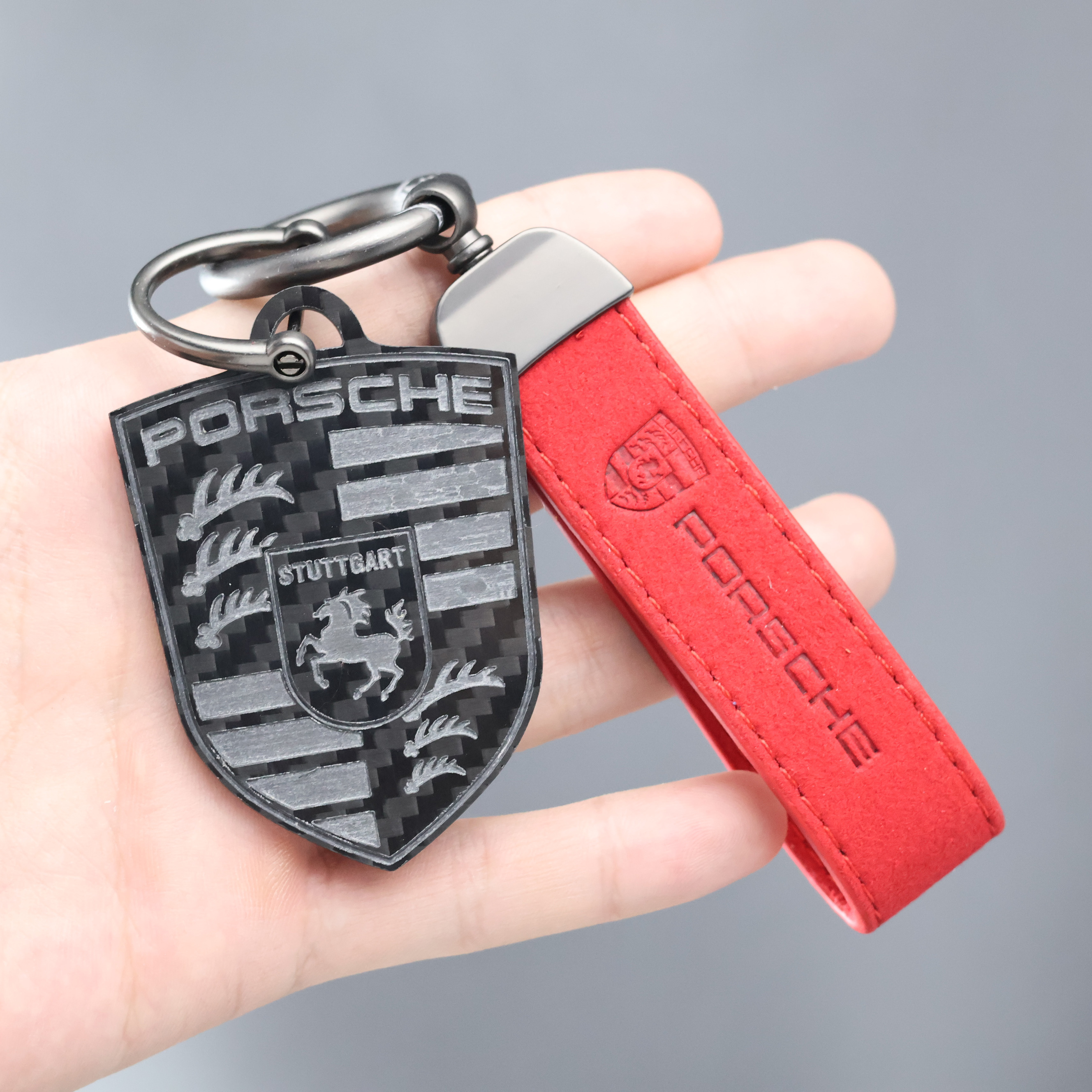 保时捷卡宴帕拉梅拉碳纤维钥匙扣