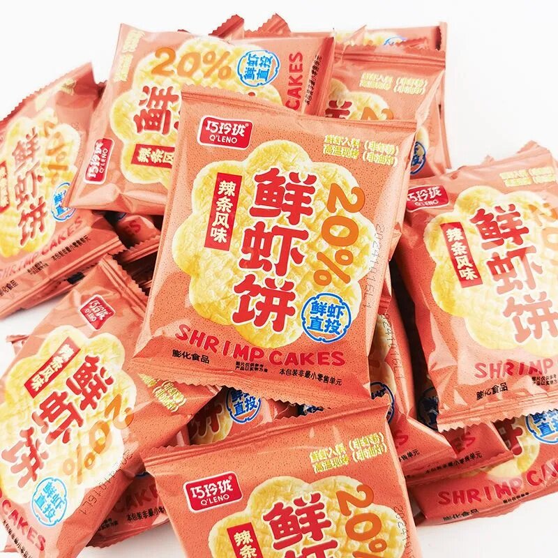 巧玲珑鲜虾饼辣条风味鲜虾饼热卖网红零食小吃办公室饥饿能量补充