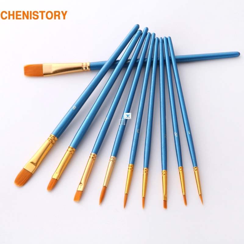 新品10Pcs/Set paint by numbers brushes Watercolor Gouache Pa