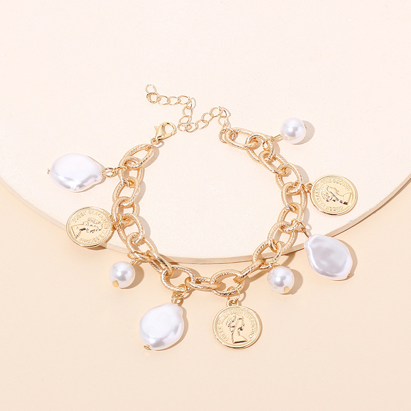 新品Bracelet women cool beauty head Pearl Bracelet design fa