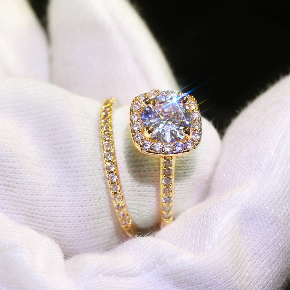 新品Rings for Women Square Four Prong Cubic Zirconia Rings S