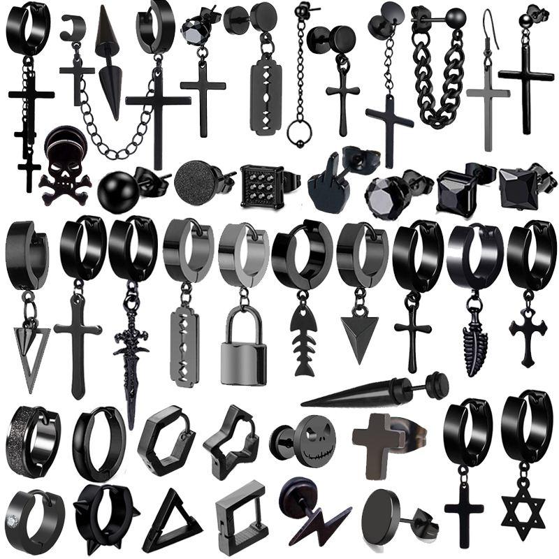 新品1 Pair 50 Different Types Shape Unisex Black Color Stain