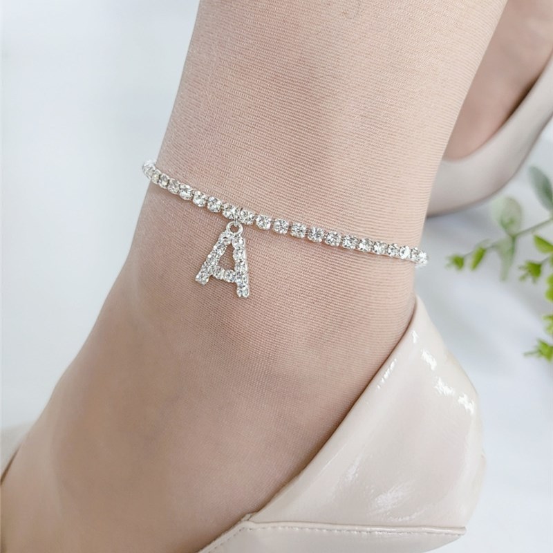 新品newA-Z letter anklet women summer beach foot jewelry gif