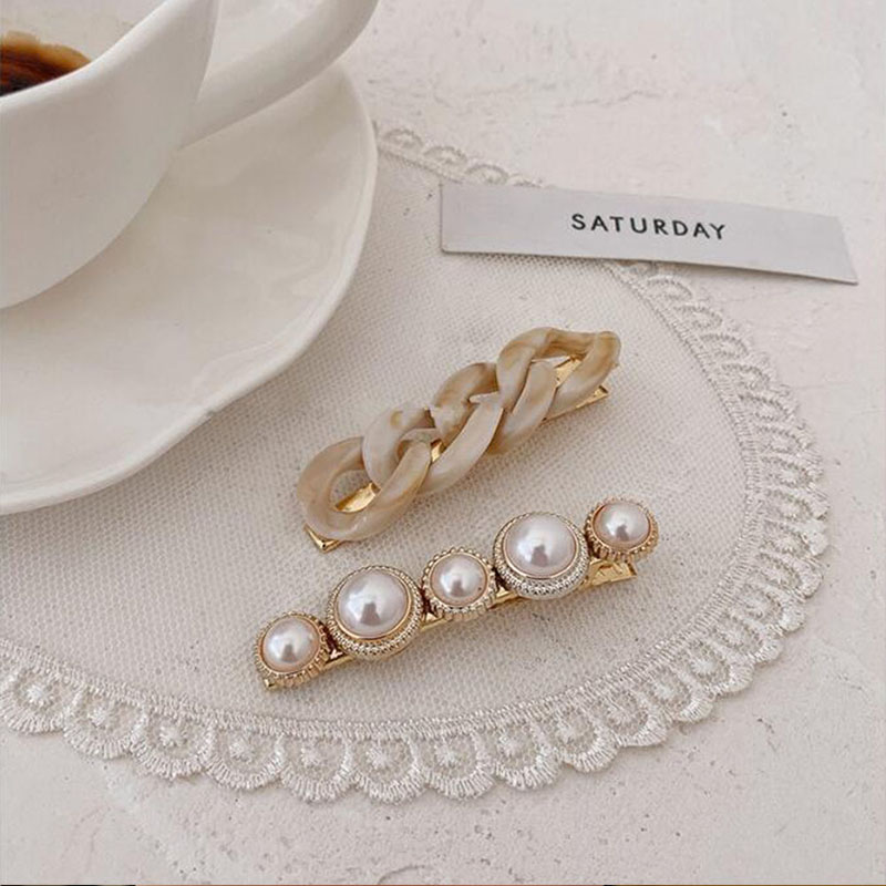 新品New Handmade Chain Hair Clips Gold Color Long Barrettes