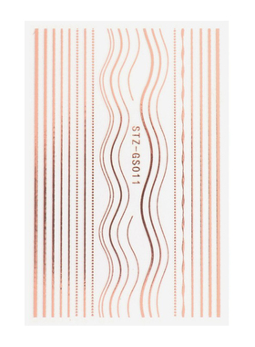 3D Lines Nail Stickers DIY Rose Gold Metal Stripe Lines Lets