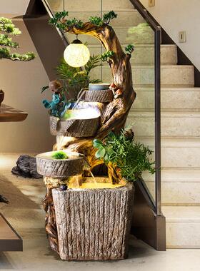 石磨流水生财摆件循环水开业礼物假山喷泉水景加湿器办公室风水轮