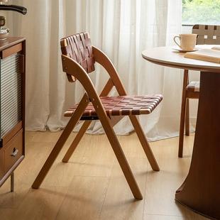 莱陌|覆古实木餐椅家用客厅小户型折叠椅可折叠椅子餐桌椅靠背椅