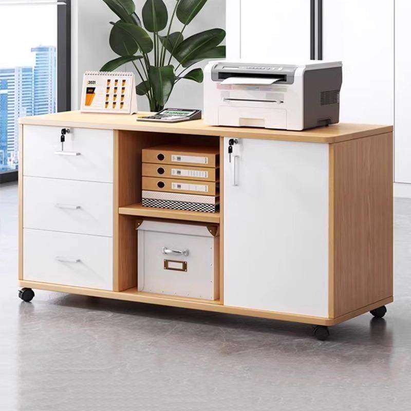 桌下收纳柜文件柜资料柜办公室置物柜木质矮柜带锁小柜办公桌边柜