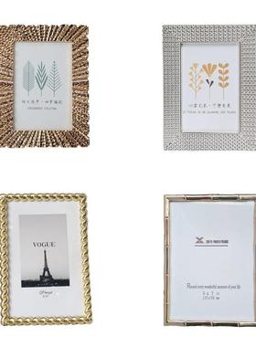 现代简约轻奢金属相框摆台家庭摆件装饰点缀相框样板间客厅卧室
