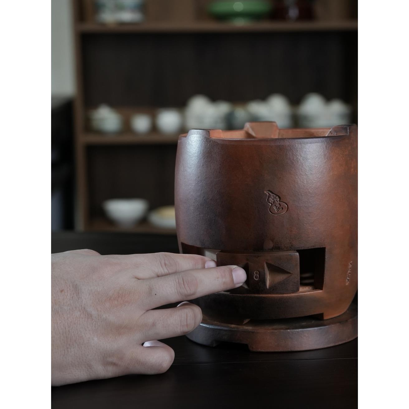 潮州副榜炉全手工红泥炭炉覆古风炉工夫茶橄榄碳炉家用煮茶小火炉