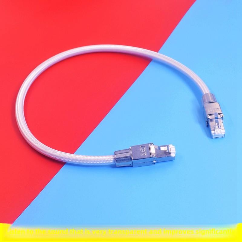 强烈推荐!纯银网线DAC网线解码HIFI超软发烧rj45电竞hifi屏蔽宽带6类7类8类高速cat-8网络跳线IIS线i2s线