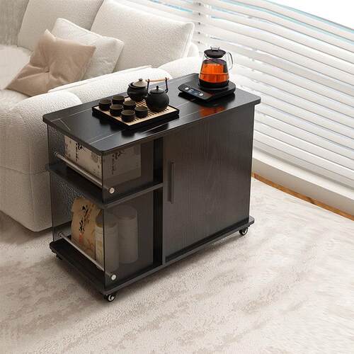 实木多层板多功能茶桌边几柜子移动茶台储物柜客厅沙发边柜茶水柜