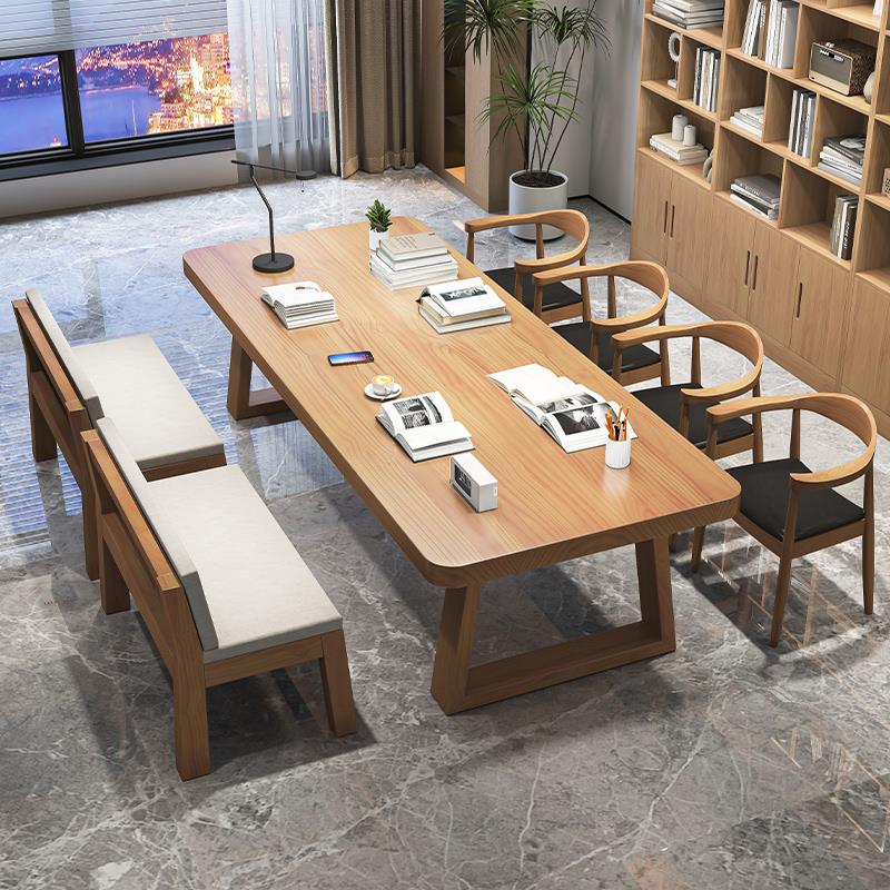 北欧实木大书桌简约双人学习桌家用办公桌客厅长桌子工作台电脑桌