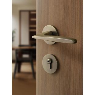 青古铜色卧室门锁房间静音磁吸分体仿古房门锁复古室内木门门把手