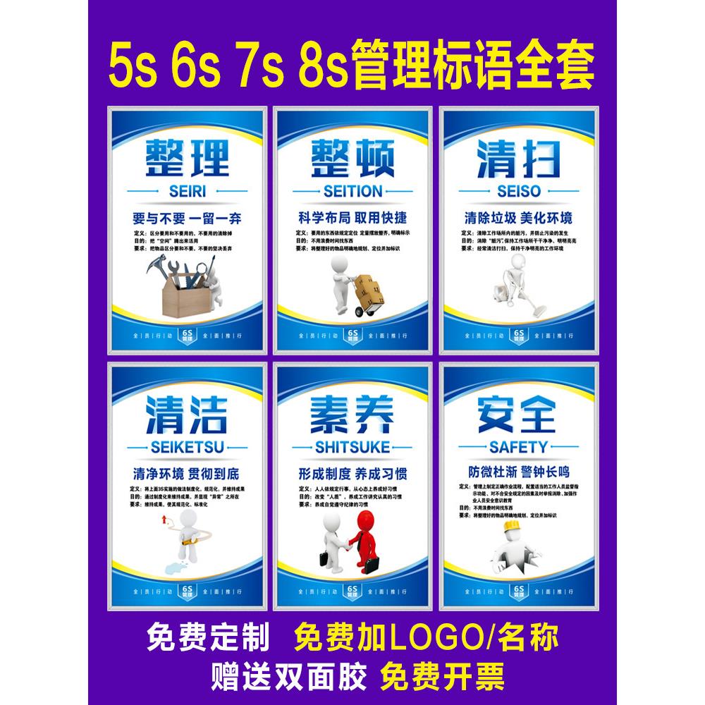 6S管理标语5S/7S/8S企业文化宣传海报车间标识牌工厂仓库墙贴kt板