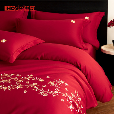 红豆高端结婚床上四件套非纯棉