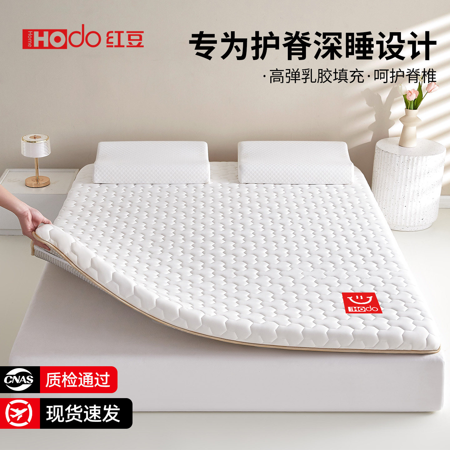 红豆乳胶床垫遮盖物软垫家用大学生宿舍单人床褥垫子住校寝室专用