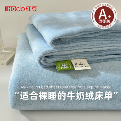 秋冬加厚加绒牛奶绒床单不掉毛