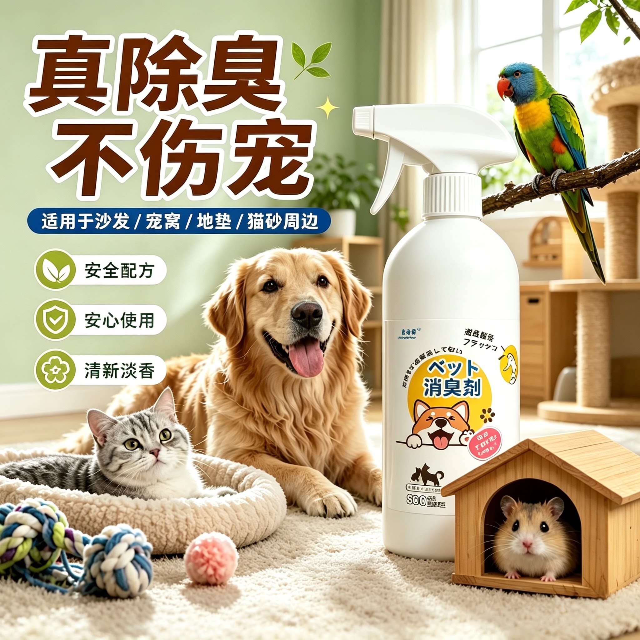 宠物除臭剂猫咪狗狗仓鼠去尿味
