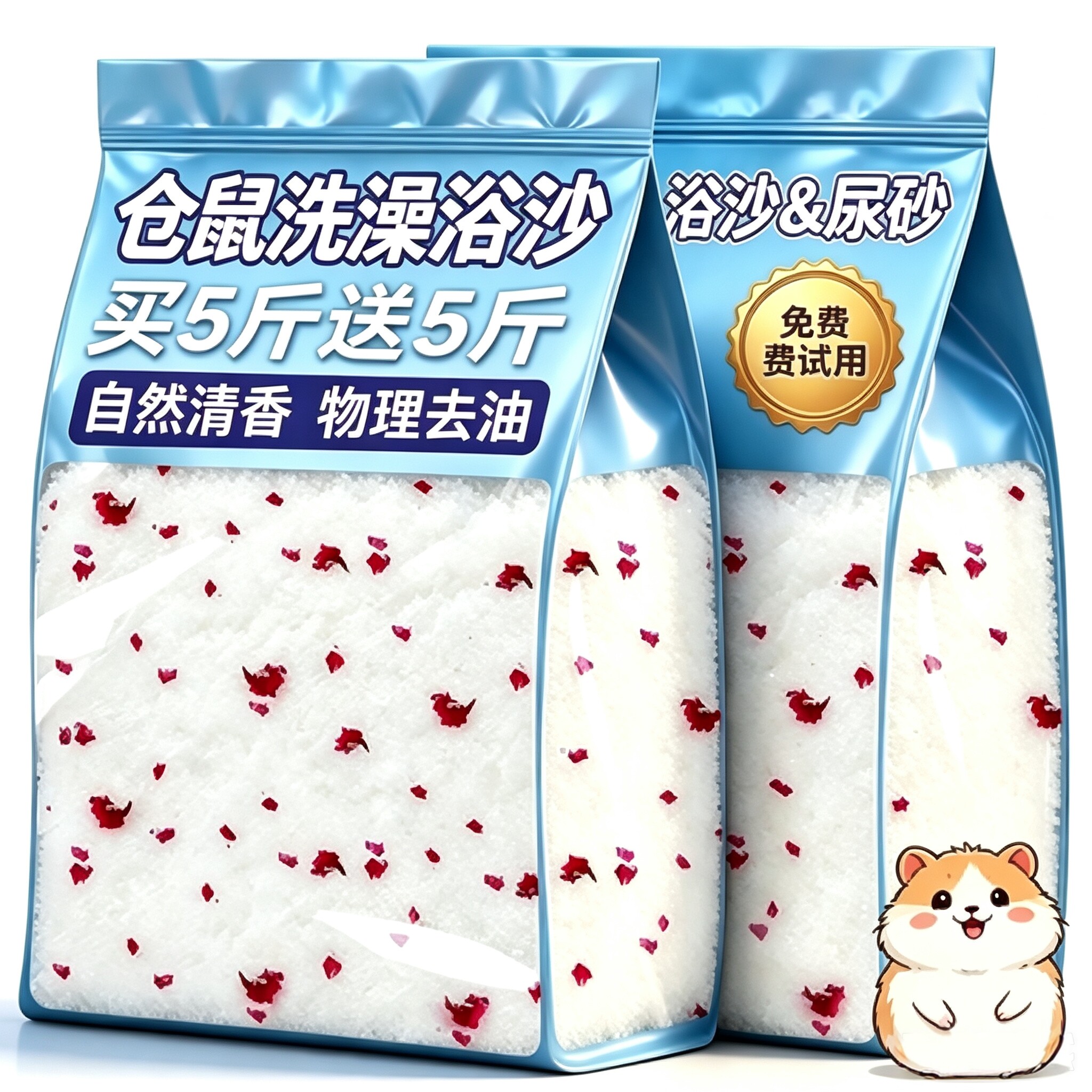 仓鼠浴沙尿砂二合一！物理去油