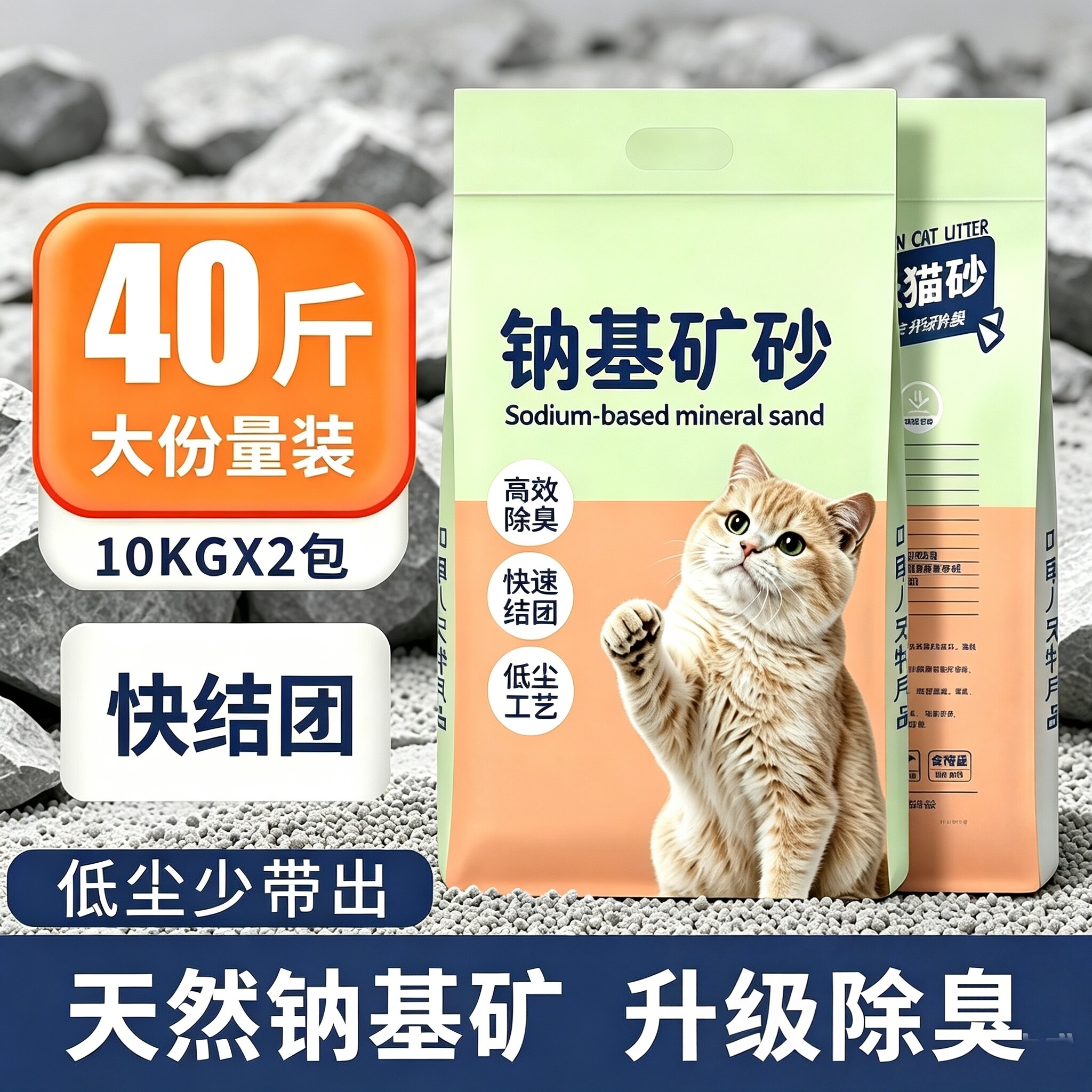 猫砂钠基矿天然矿砂20斤包邮除臭图片