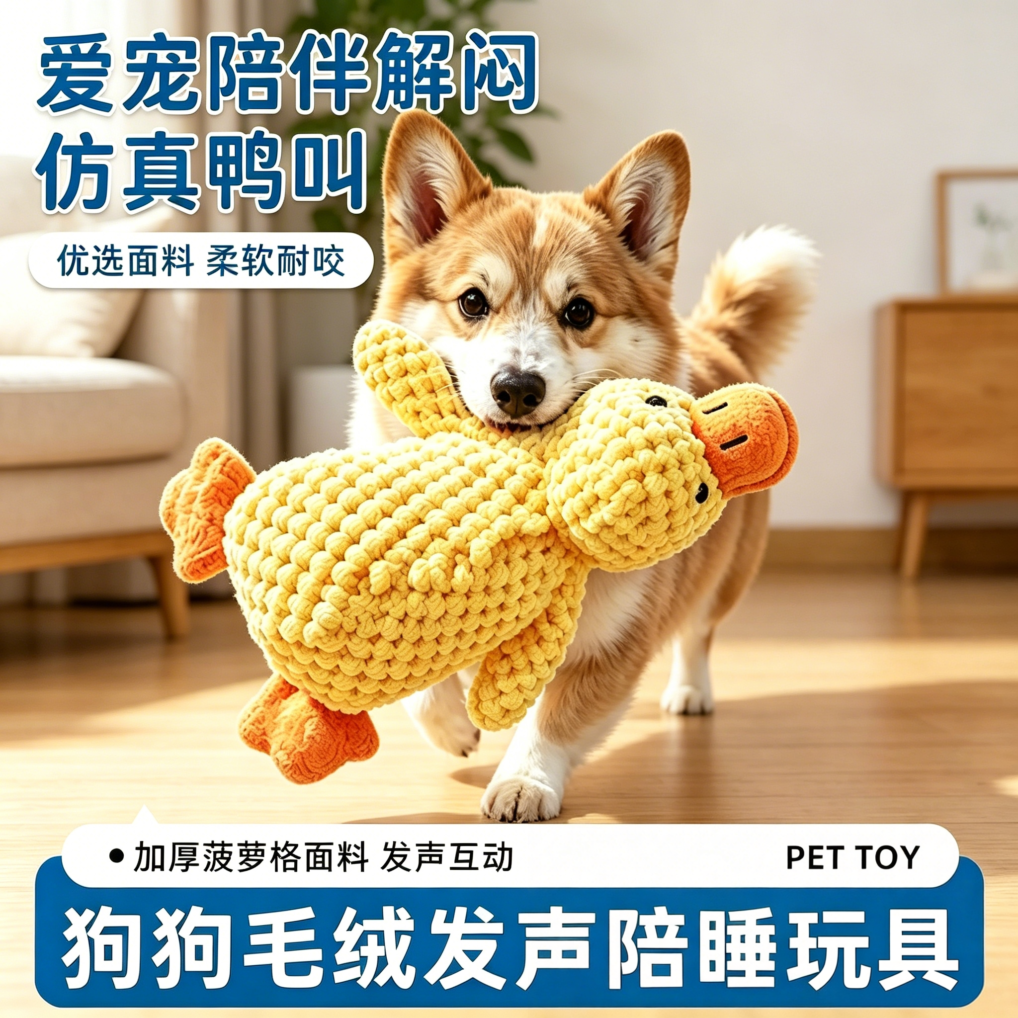 【发声解闷陪睡鸭】猫狗解闷玩具