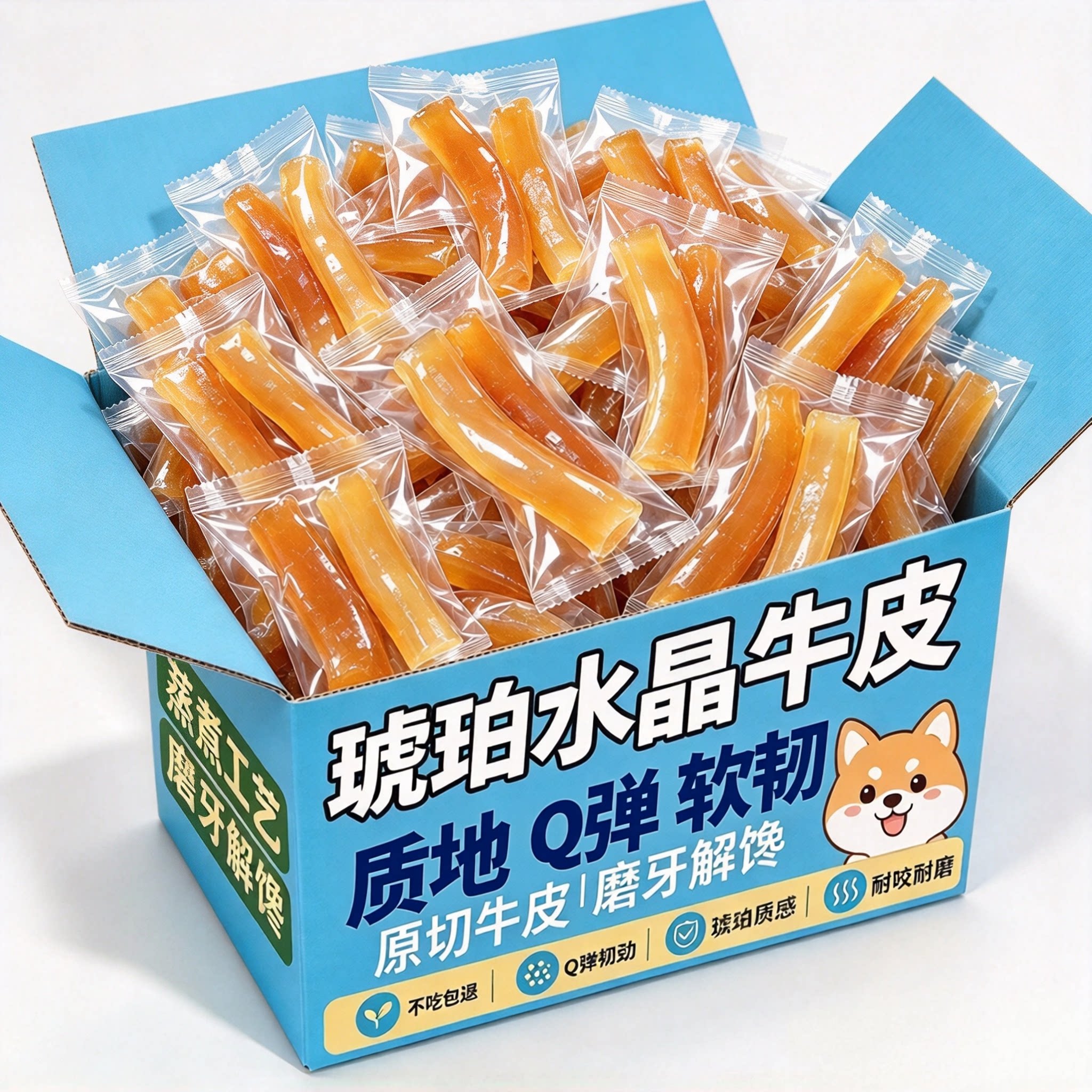 狗狗零食蒸煮水晶牛皮磨牙棒啃咬