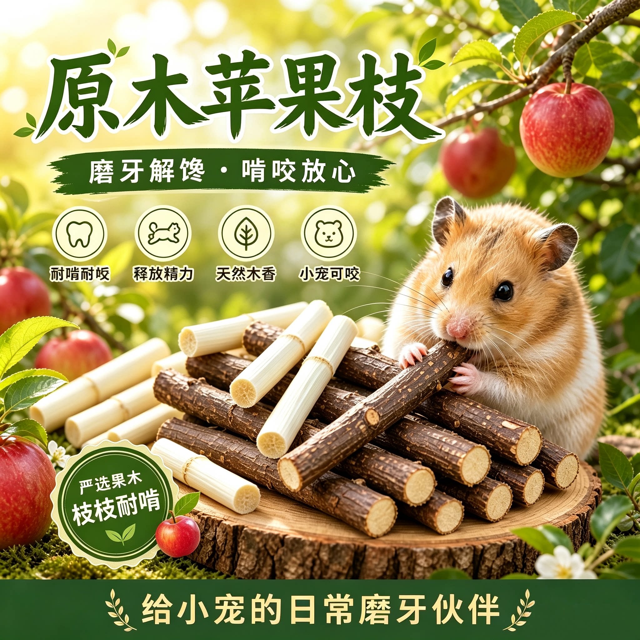 仓鼠磨牙棒苹果枝甜竹树枝耐啃咬