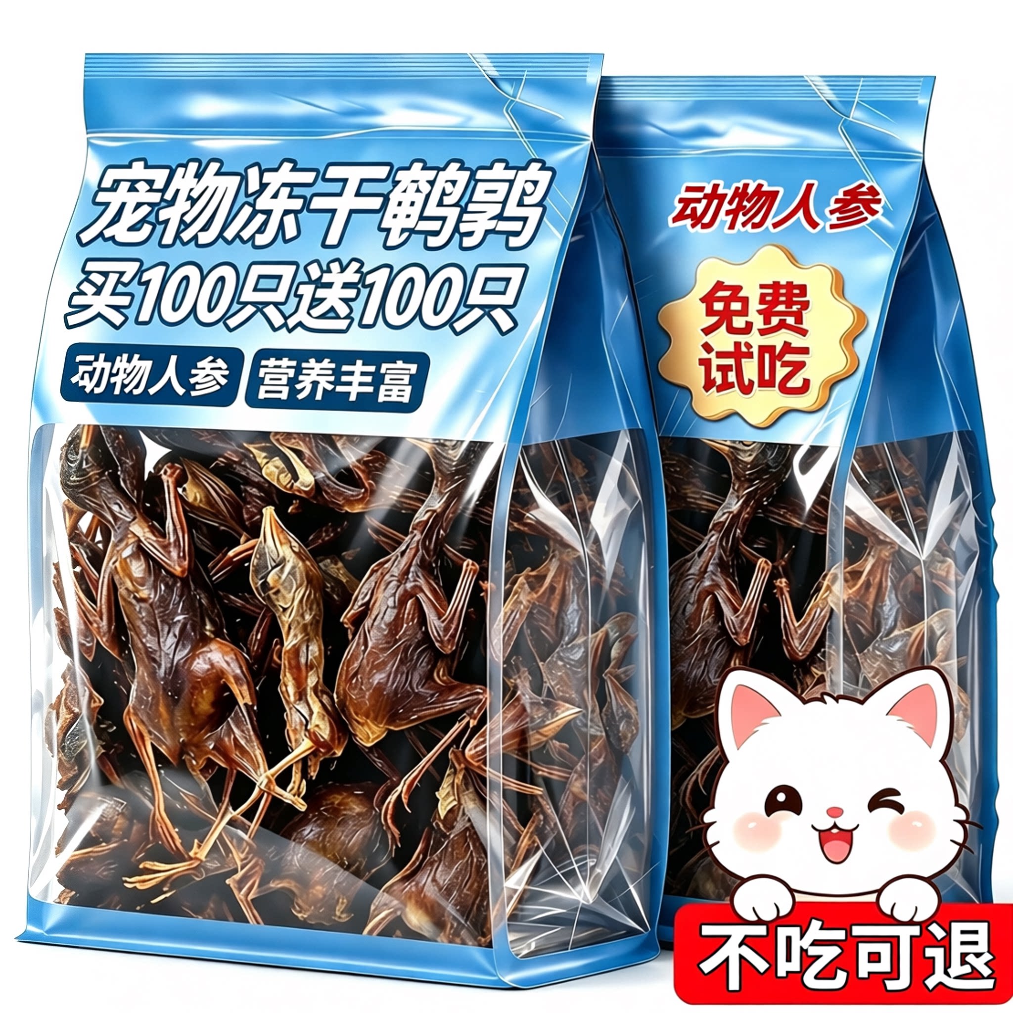 冻干鹌鹑猫咪宠物零食肉干营养