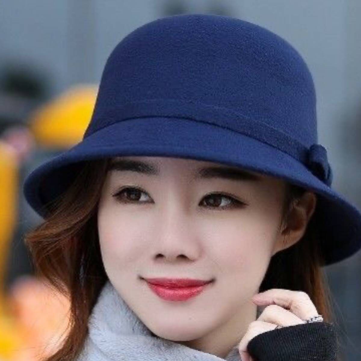 2023新款秋天帽子女显脸小洋气毛呢礼帽秋冬季气质女款时髦渔夫帽