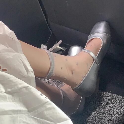 蕾丝袜子女玛丽珍鞋水晶袜