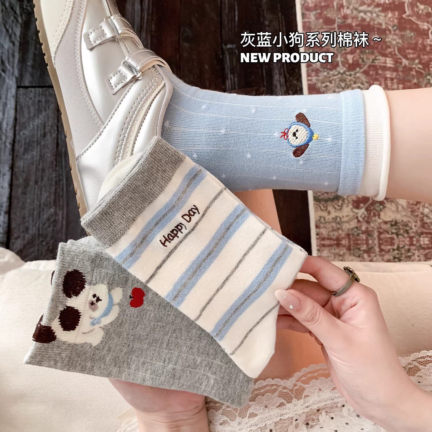 可爱袜子女款春夏纯棉中筒袜ins潮日系学院风夏天薄款无骨堆堆袜