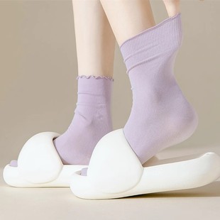 薄款 日系jk无骨中筒堆堆袜子女夏季 木耳花边ins潮网红百搭春秋韩