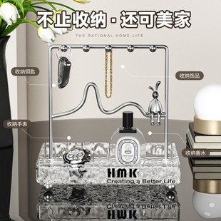 饰家居饰品 进门挂钥匙收纳摆件入户玄关置物架轻奢风亚克力客厅装
