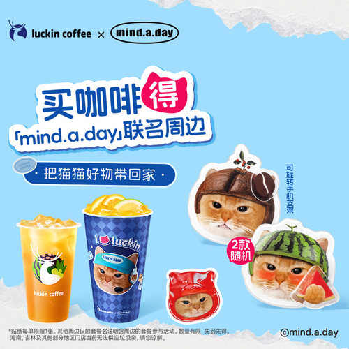 【瑞幸咖啡 官方正品】双杯套餐2选1 得mind.a.day联名手机支架