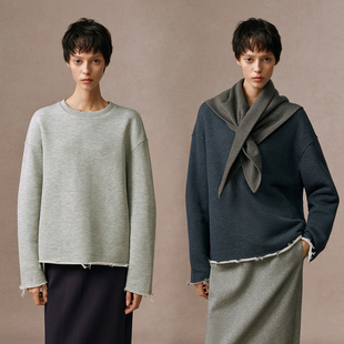 舒适百搭毛边设计休闲宽松圆领卫衣女2026春季 华吉言 小尾巴